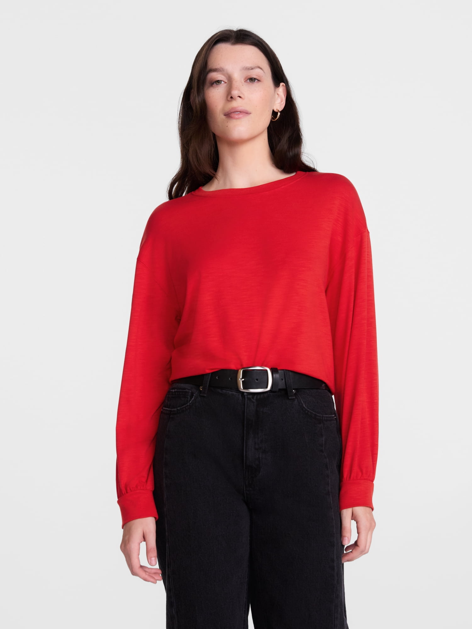 Scenario Women's Oversized Tee with Long Sleeves, Sizes XS-XXXL