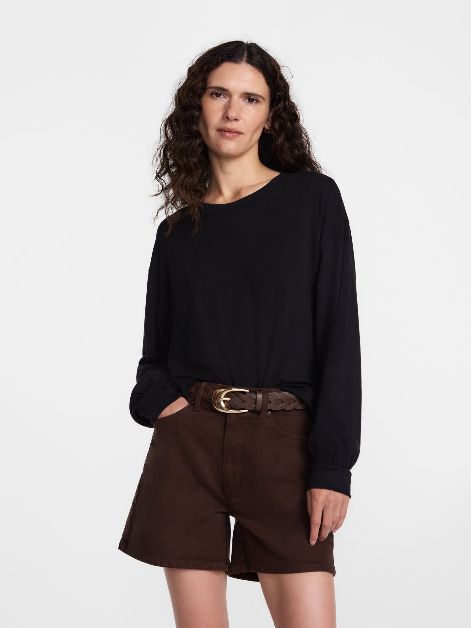 Scenario Women's Oversized Tee with Long Sleeves, Sizes XS-XXXL
