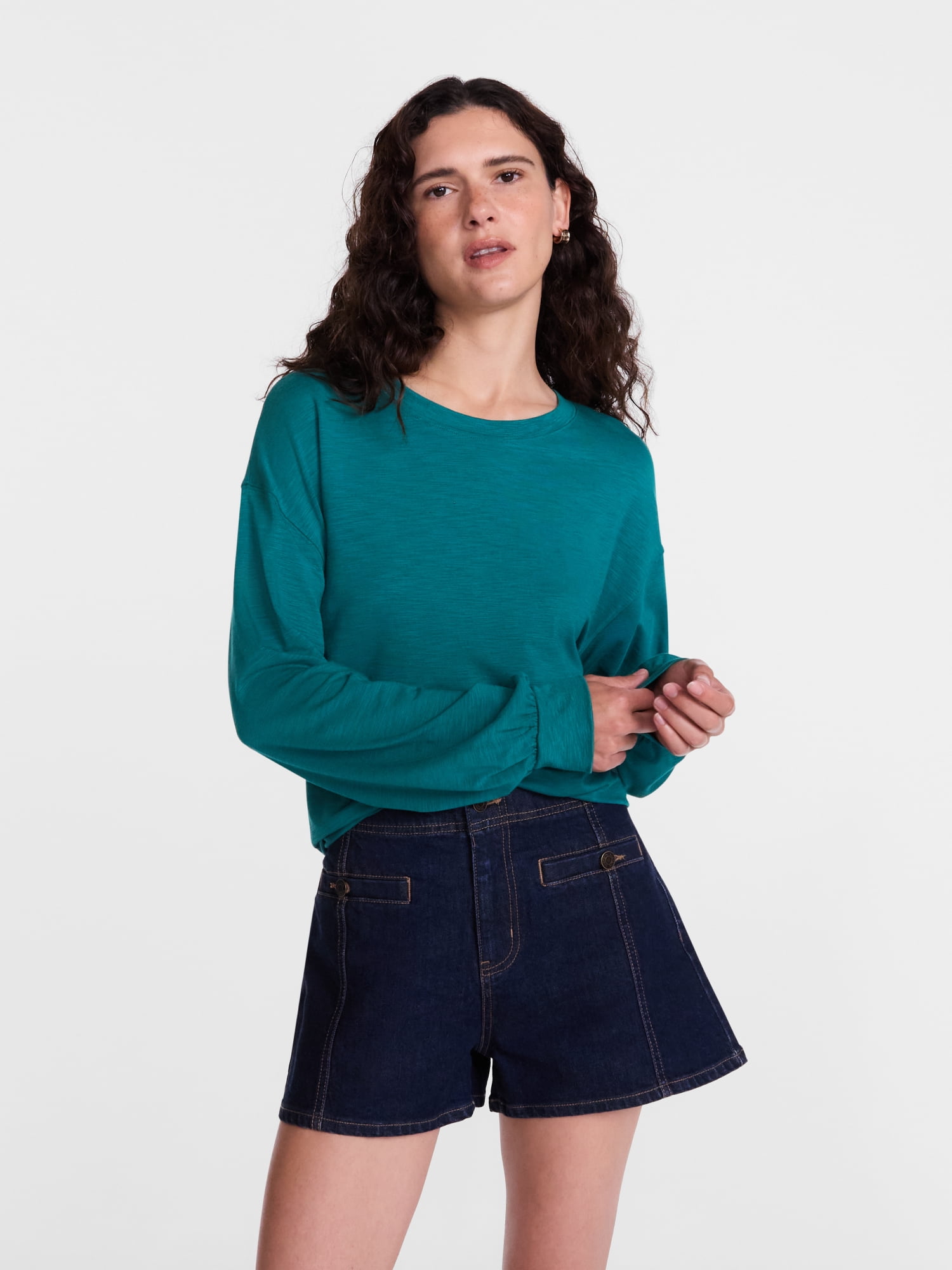 Scenario Women's Oversized Tee with Long Sleeves, Sizes XS-XXXL