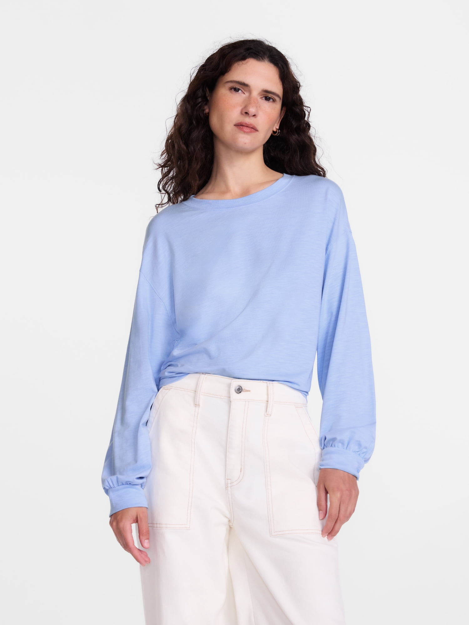 Scenario Women's Oversized Tee with Long Sleeves, Sizes XS-XXXL