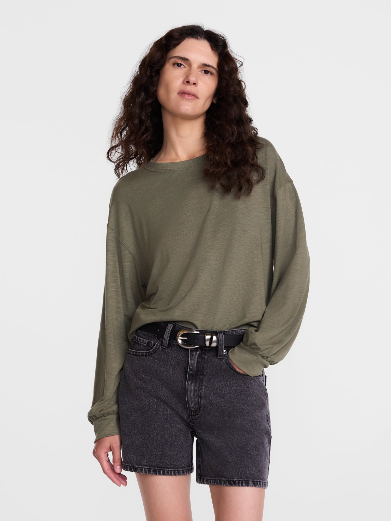 Scenario Women's Oversized Tee with Long Sleeves, Sizes XS-XXXL
