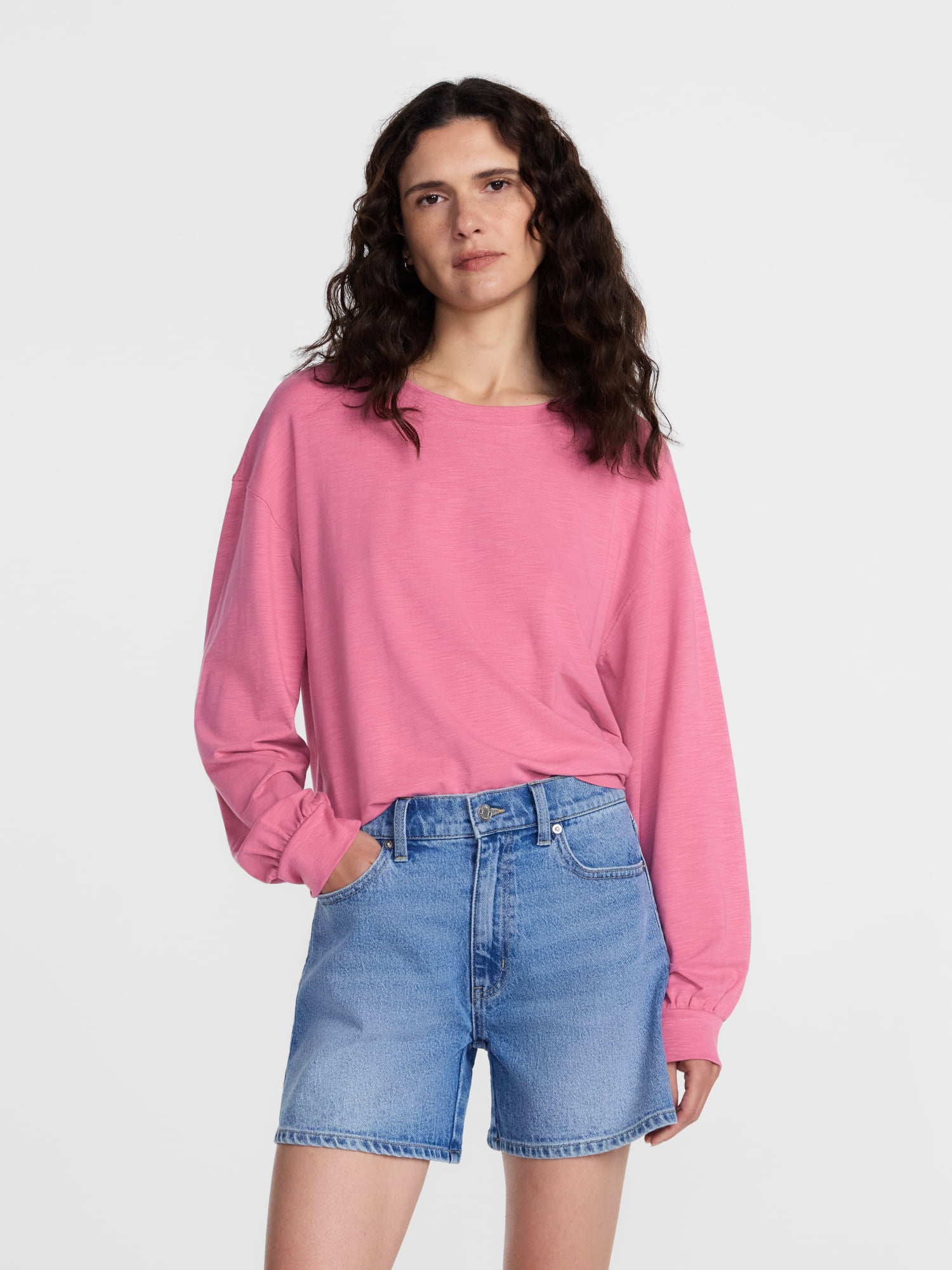 Scenario Women's Oversized Tee with Long Sleeves, Sizes XS-XXXL