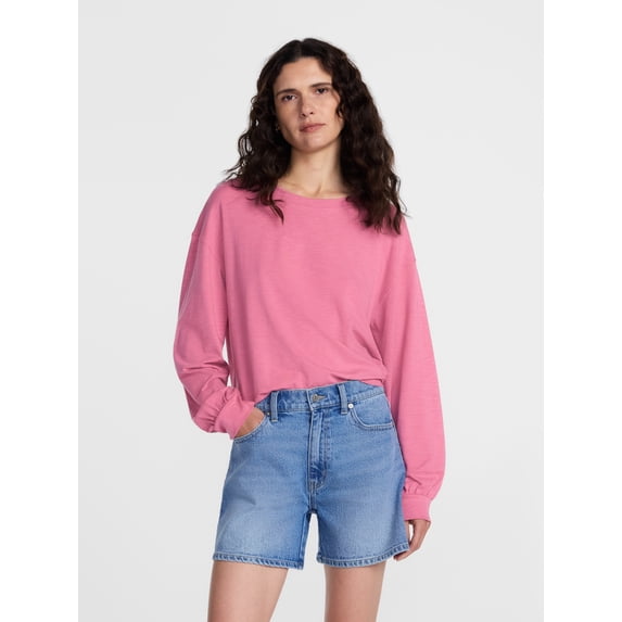 Scenario Women's Oversized Tee with Long Sleeves, Sizes XS-XXXL