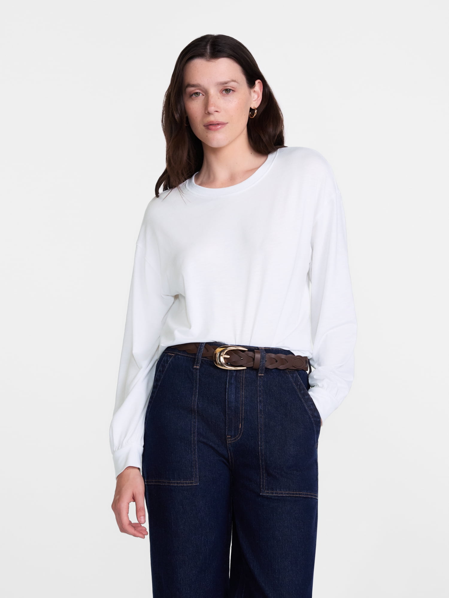 Scenario Women's Oversized Tee with Long Sleeves, Sizes XS-XXXL