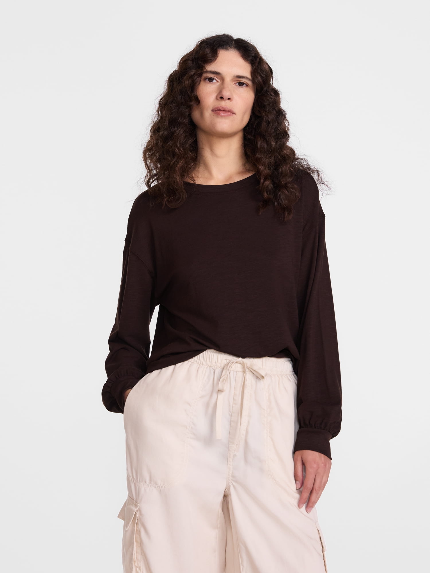 Scenario Women's Oversized Tee with Long Sleeves, Sizes XS-XXXL