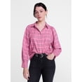 thumbnail image 1 of Scenario Women's Plaid Shirt with Long Puff Sleeves, Sizes XS-XXXL, 1 of 6