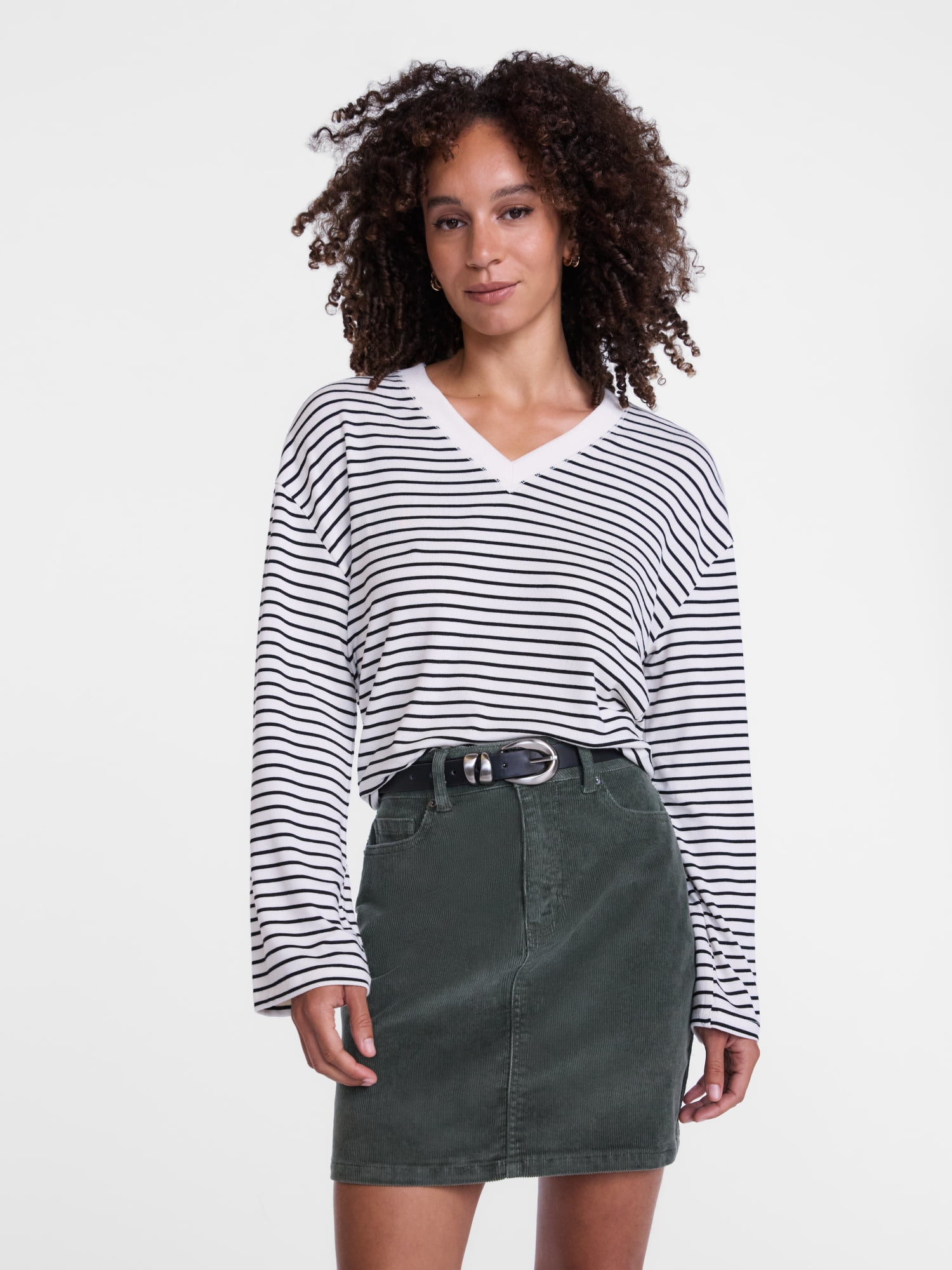 Scenario Women's and Women's Plus Relaxed Tee with Long Sleeves, Sizes XS-4X