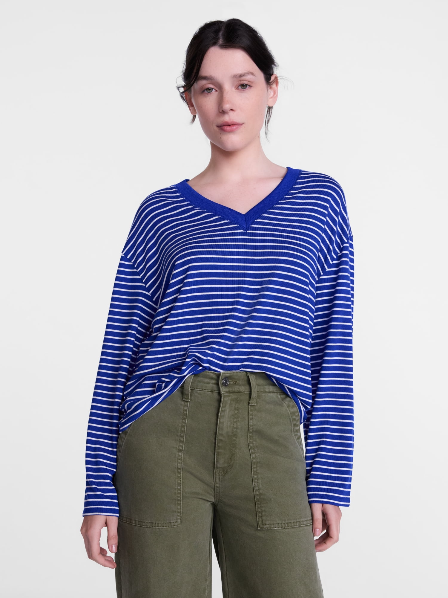 Scenario Women's and Women's Plus Relaxed Tee with Long Sleeves, Sizes XS-4X