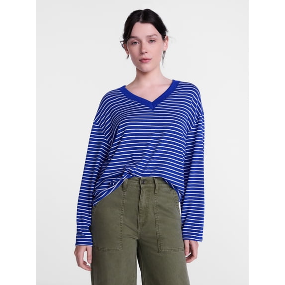 Scenario Women's and Women's Plus Relaxed Tee with Long Sleeves, Sizes XS-4X