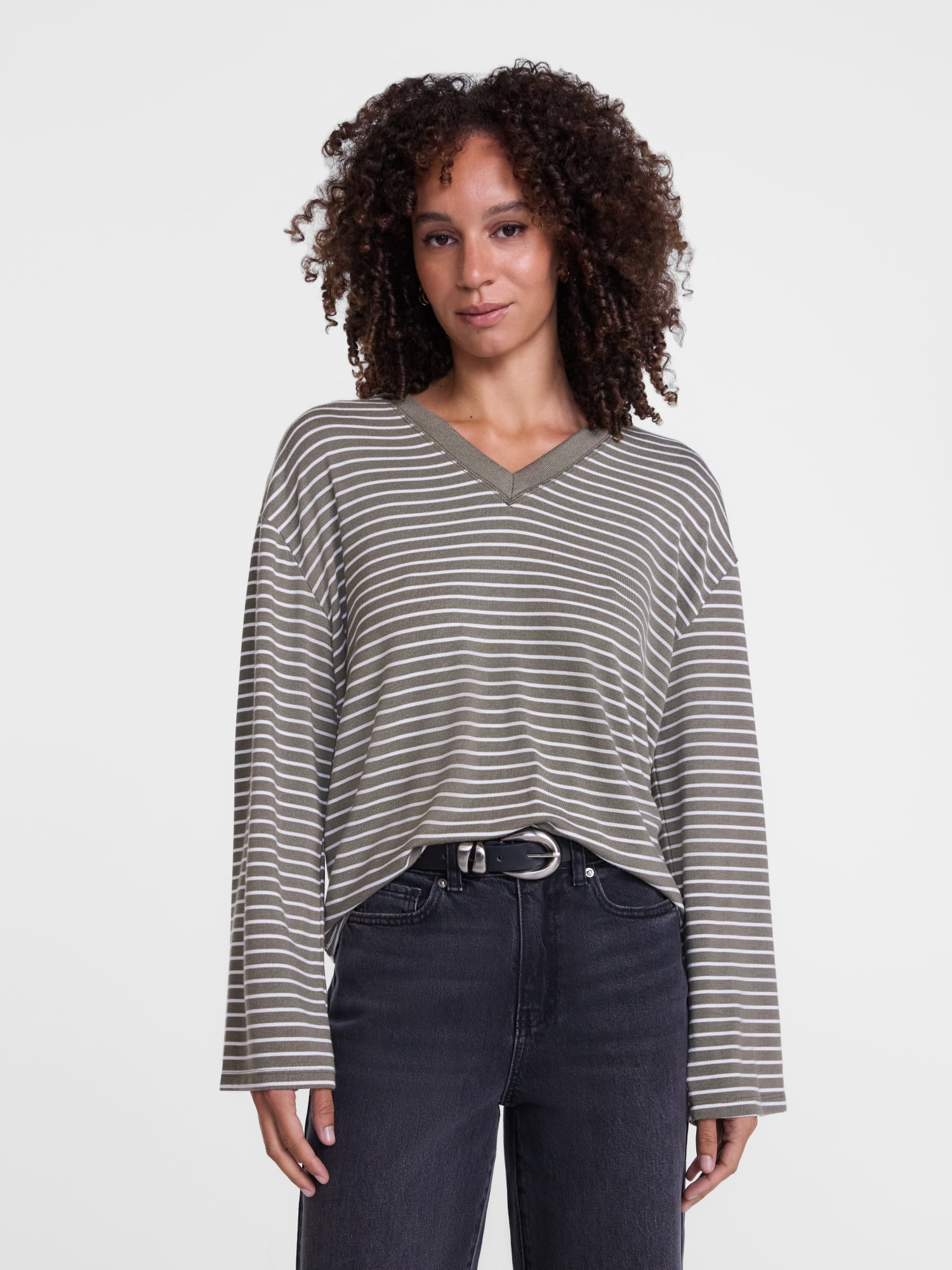 Scenario Women's and Women's Plus Relaxed Tee with Long Sleeves, Sizes XS-4X