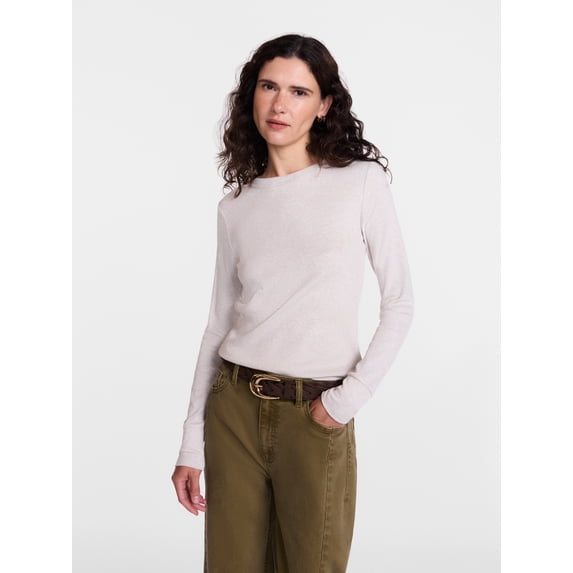 Scenario Women's and Women's Plus Rib Tee with Long Sleeves, Sizes XS-4X