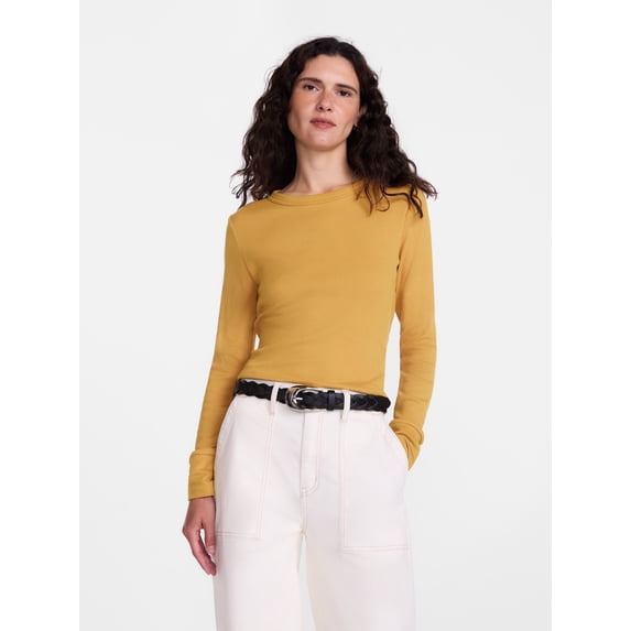 Scenario Women's and Women's Plus Rib Tee with Long Sleeves, Sizes XS-4X