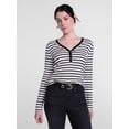 thumbnail image 1 of Scenario Women's and Women's Plus Striped Henley Shirt with Long Sleeves, Sizes XS-4X, 1 of 6