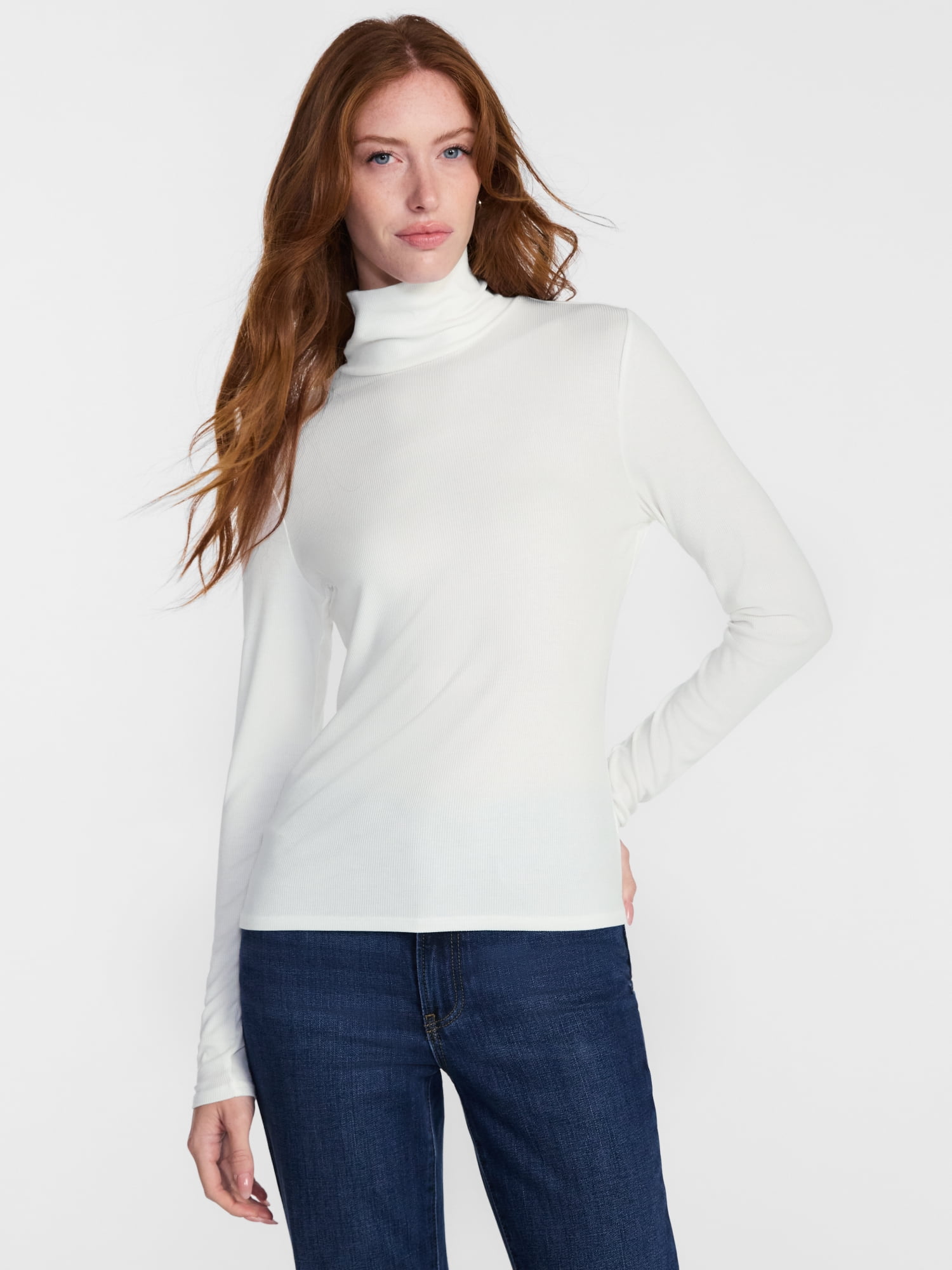 Scenario Women's Turtleneck Top with Long Sleeves, Sizes XS-XXXL