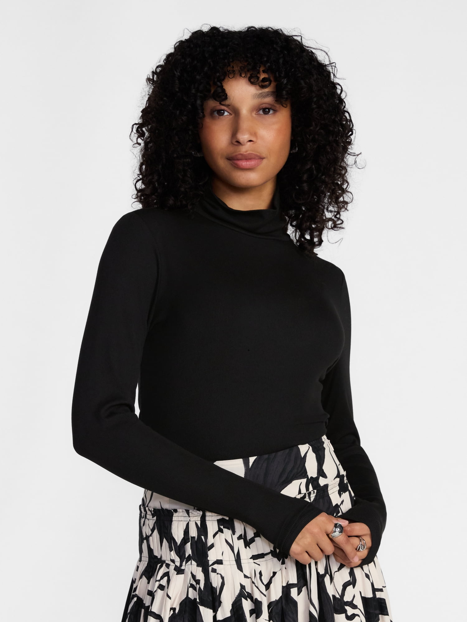 Scenario Women's Turtleneck Top with Long Sleeves, Sizes XS-XXXL