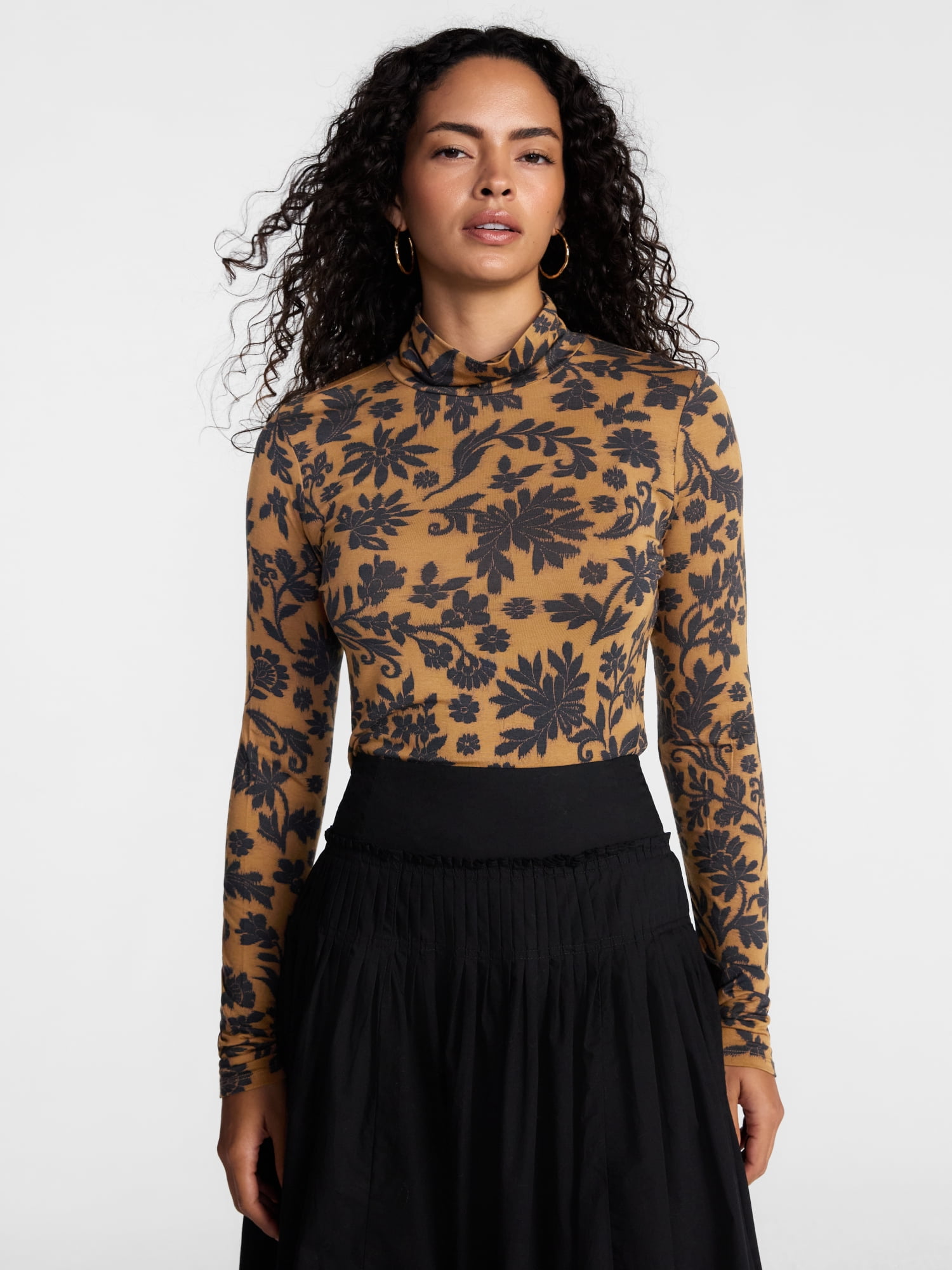 Scenario Women's Turtleneck Top with Long Sleeves, Sizes XS-XXXL