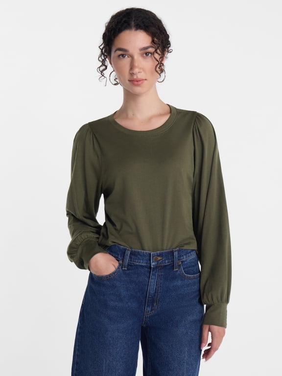 Women's Top with Long Volume Sleeves, Sizes XS-XXXL