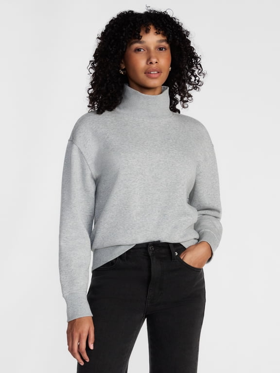 Women's Mock Neck Sweatshirt with Long Sleeves, Sizes XS-XXXL