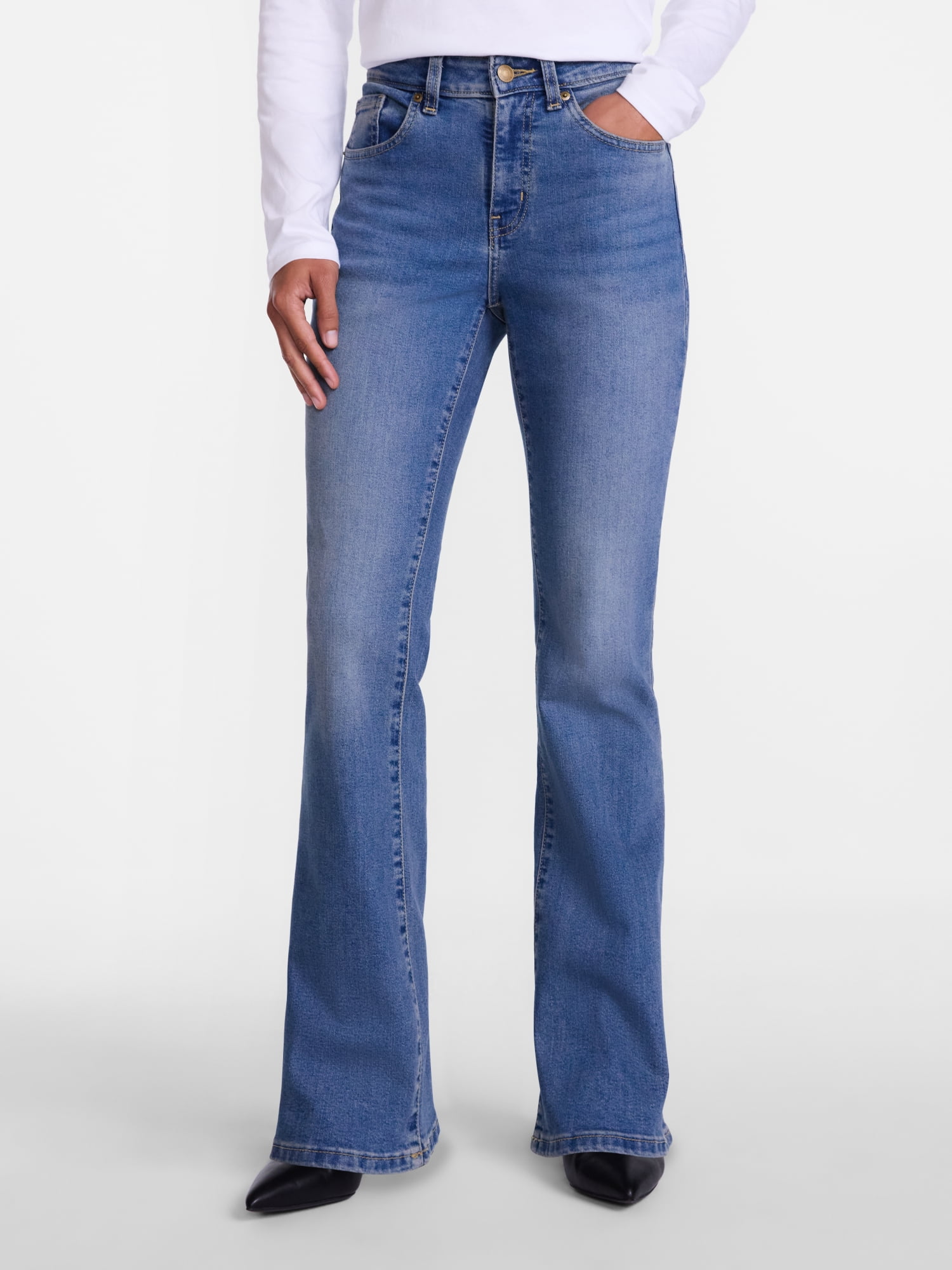 Scenario Women's Mid Rise Bootcut Jeans, Sizes 0-20, 0S-20S, 4L-14L