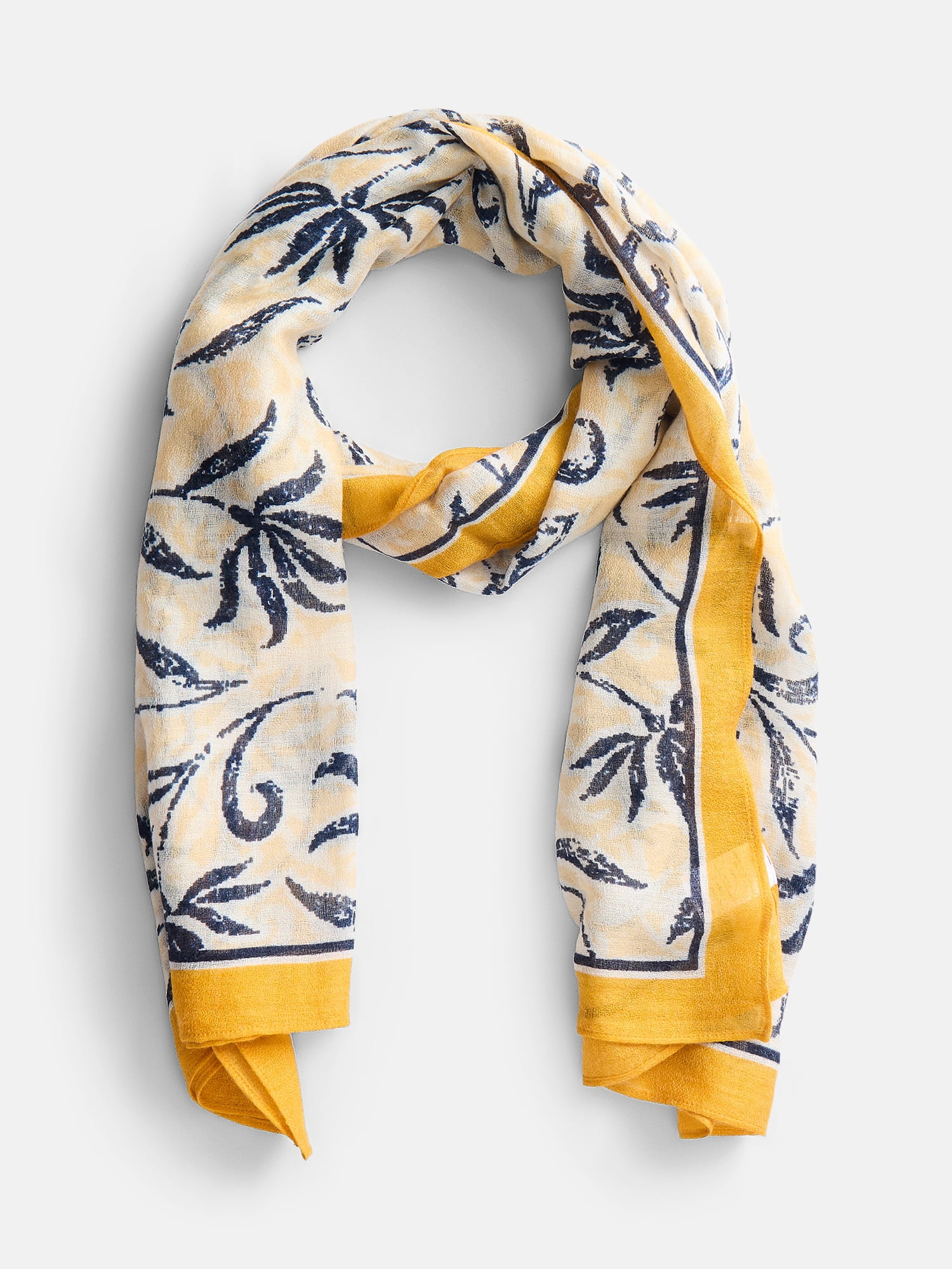 Scenario Women's Woven Oblong Printed Scarf, Yellow