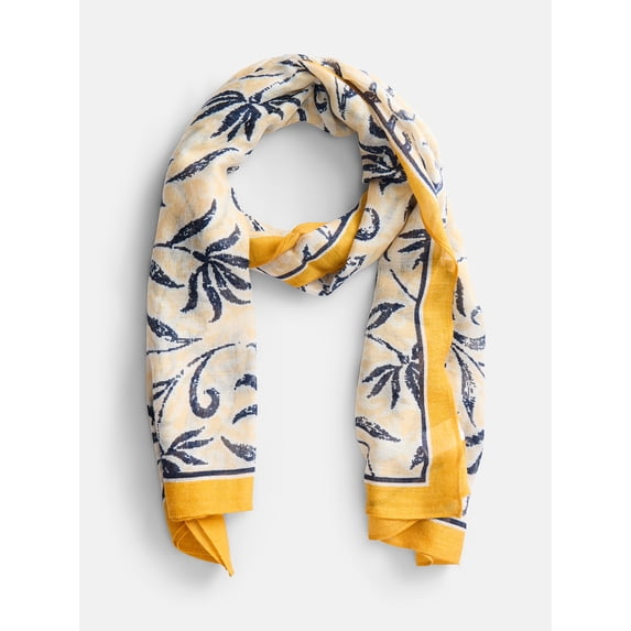 Scenario Women's Woven Oblong Printed Scarf, Yellow