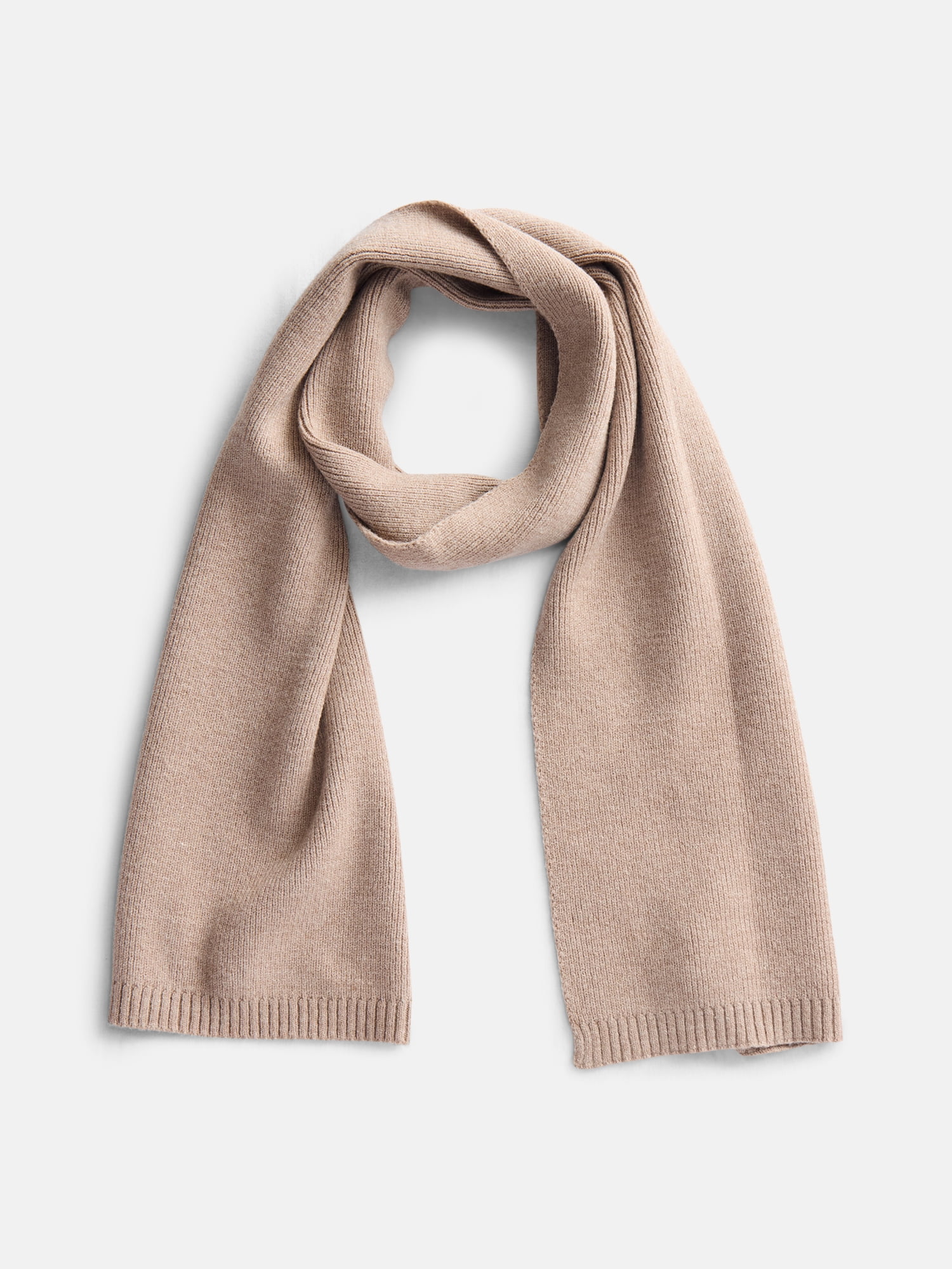 Scenario Women's Knit Oblong Scarf with Ribbed Trim, Toasted Heather