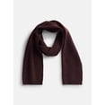 thumbnail image 1 of Scenario Women's Knit Oblong Scarf with Ribbed Trim, Carob, 1 of 4