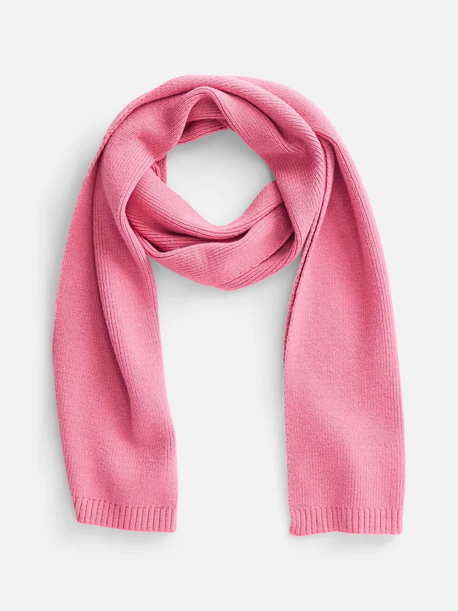 Scenario Women's Knit Oblong Scarf with Ribbed Trim, Fanciful Pink