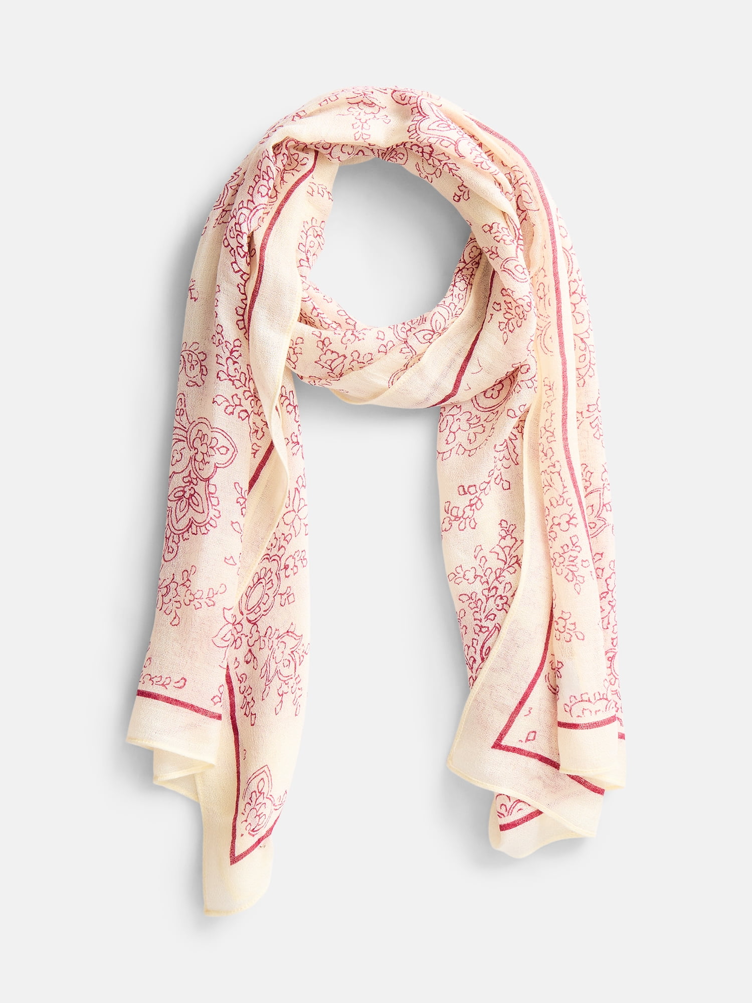 Scenario Women's Woven Oblong Printed Scarf, White