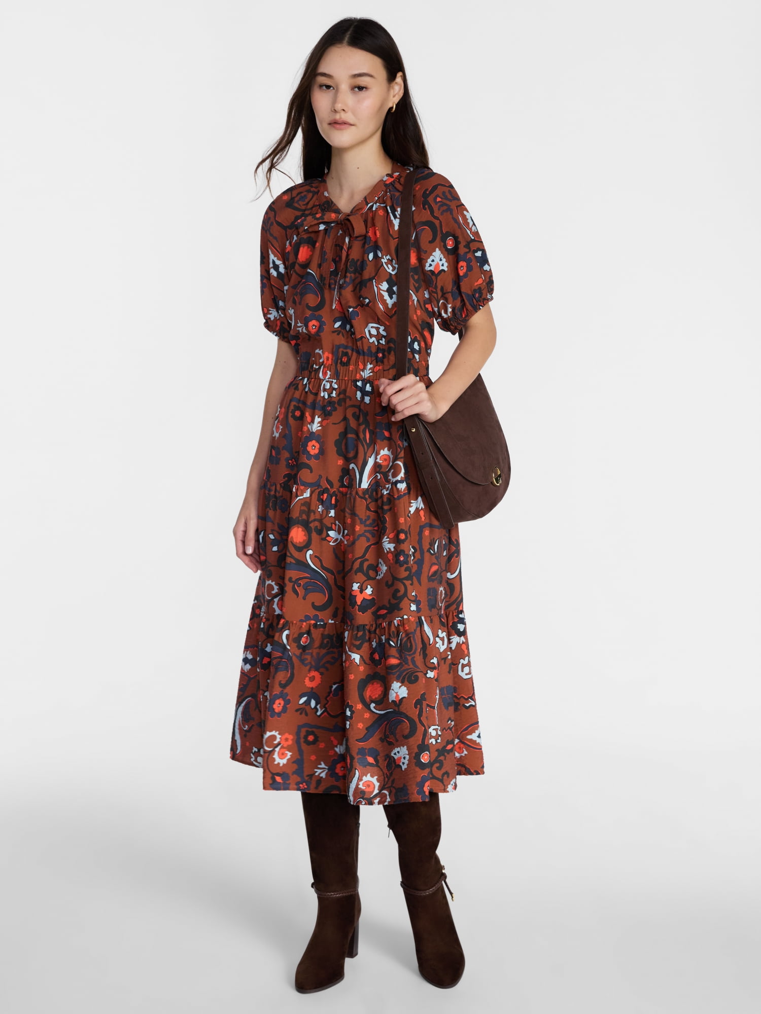 Scenario Women's Open Neck Midi Dress, Sizes XS-XXXL