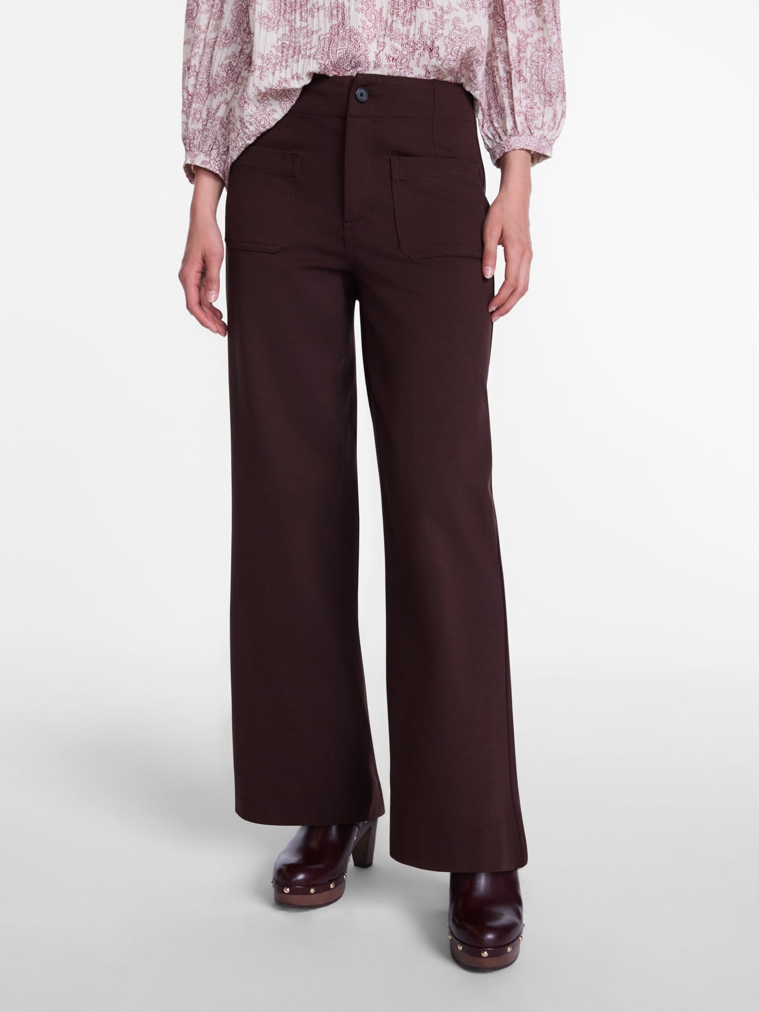 Scenario Women's Patch Pocket Ponte Pants, 28" Inseam, Sizes 0-20