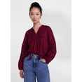 thumbnail image 1 of Scenario Women's and Women's Plus Embroidery Top with Lace Inserts, Sizes XS-4X, 1 of 6