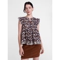 thumbnail image 1 of Scenario Women's and Women's Plus Short Sleeve Pleated Embroidered Printed Top, Sizes XS-4X, 1 of 6