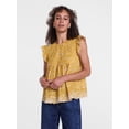 thumbnail image 1 of Scenario Women's and Women's Plus Short Sleeve Pleated Embroidered Printed Top, Sizes XS-4X, 1 of 6