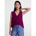 thumbnail image 1 of Scenario Women's and Women's Plus Ruffle Neck Tank Top with Tie Front, Sizes XS-4X, 1 of 6