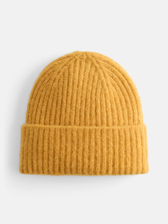 Women's Rib Knit Beanie, Yellow Dust