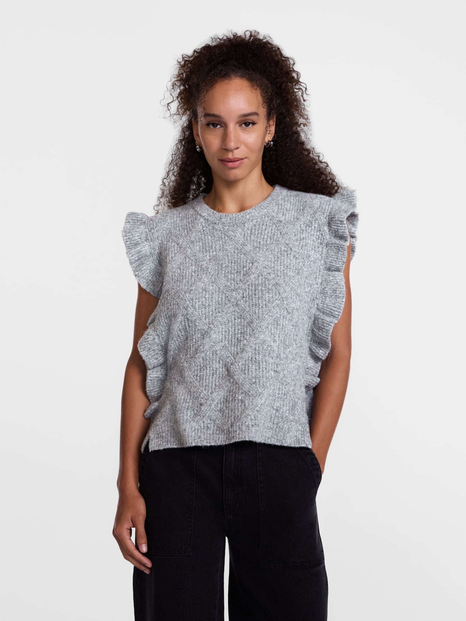 Scenario Women's Ruffle Sweater Vest, Sizes S-XXXL