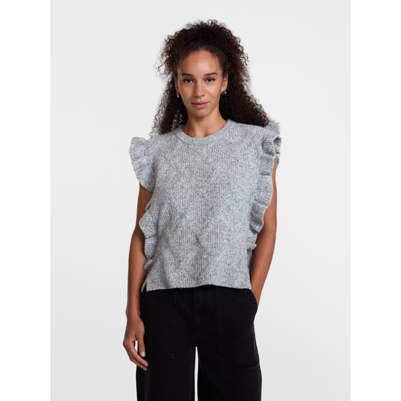 Scenario Women's Ruffle Sweater Vest, Sizes S-XXXL