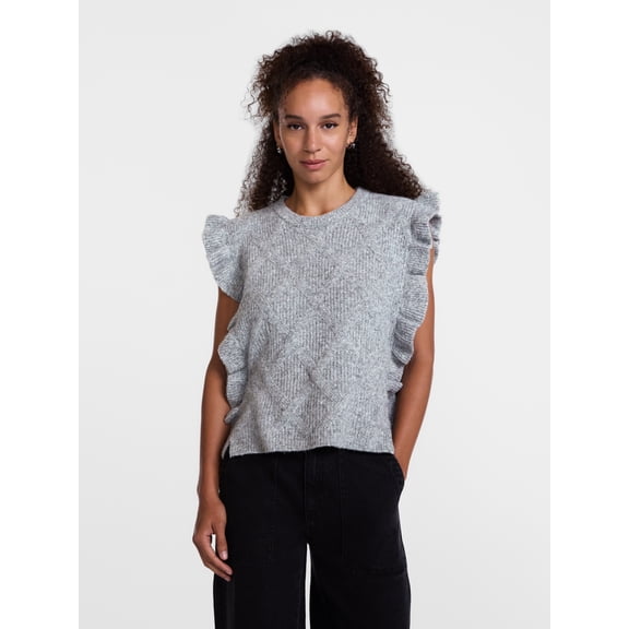 Scenario Women's Ruffle Sweater Vest, Sizes S-XXXL