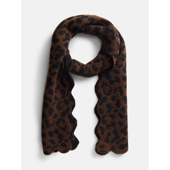 Scenario Women's Leopard Print Knit Scarf, Brown Stallion