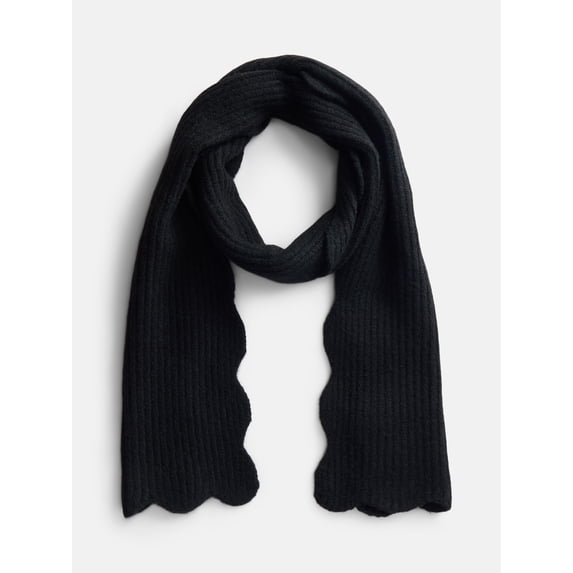 Scenario Women's Rib Knit Scarf, Black