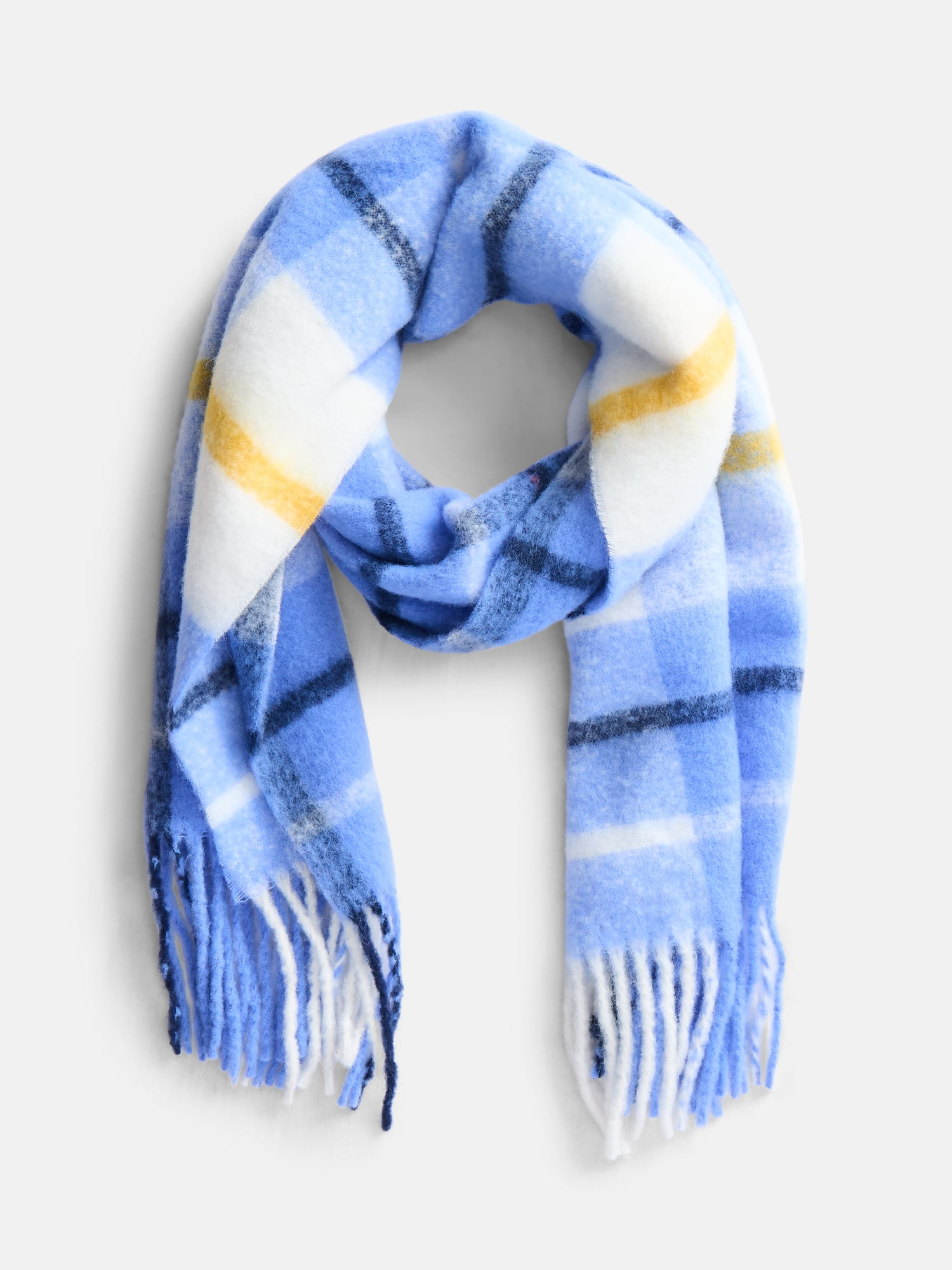 Scenario Women's Woven Plaid Scarf, Blue