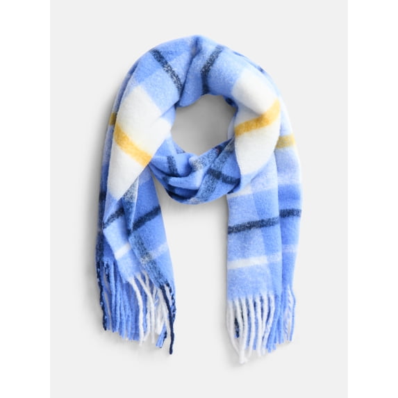 Scenario Women's Woven Plaid Scarf, Blue