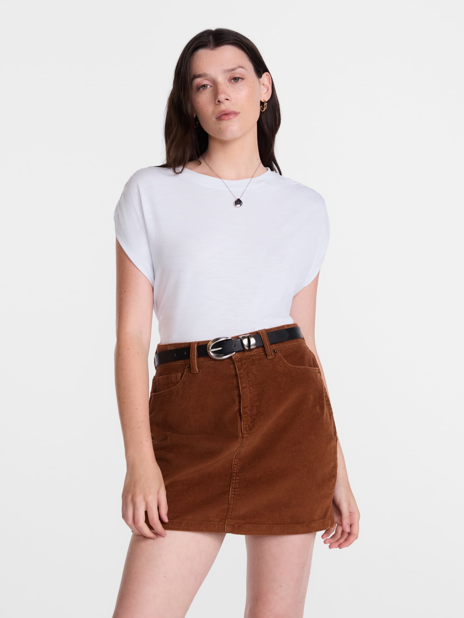 Scenario Women's and Women's Plus Shirred Shoulder Tee, Sizes XS-4X