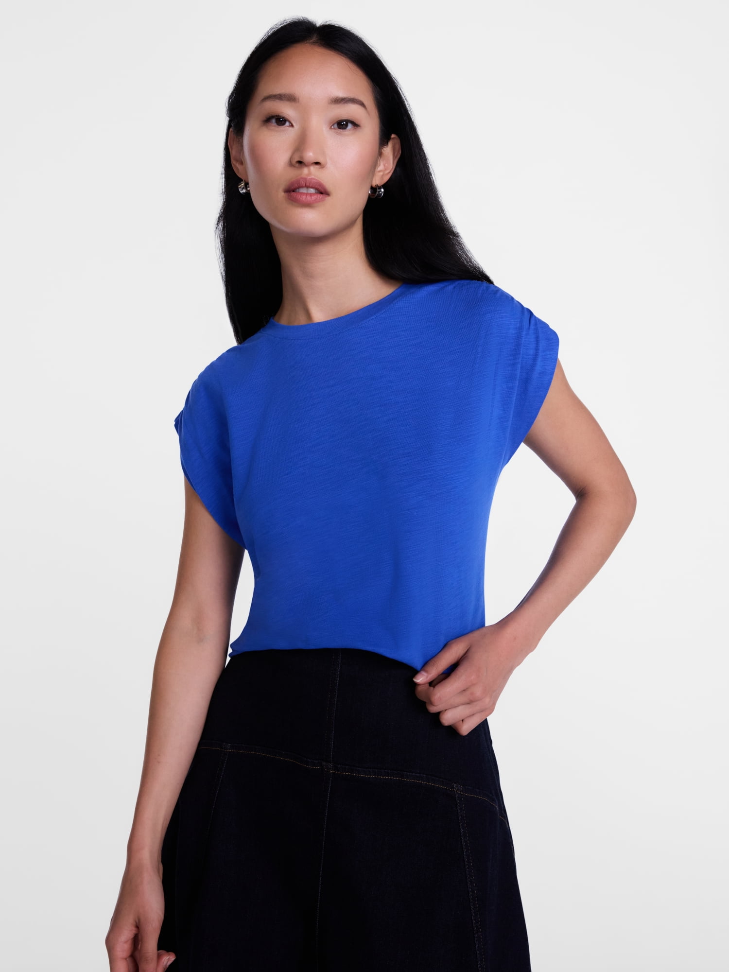 Scenario Women's and Women's Plus Shirred Shoulder Tee, Sizes XS-4X