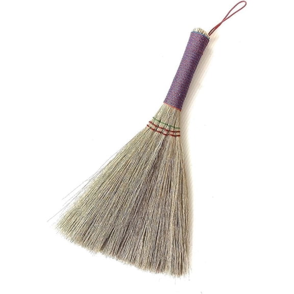 SN SKENNOVA Bamboo Grass Broom for Indoor Sweeping, Angled Bristles, Compact & Portable, 11 Inch