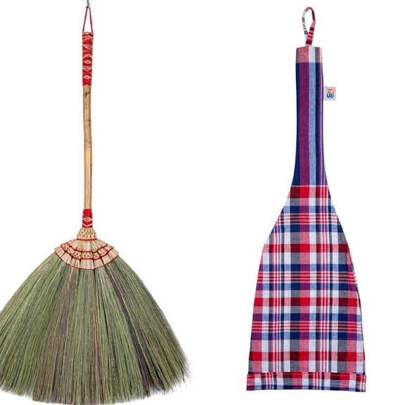 SN SKENNOVA Grass Whisk Broom with Long Handle, Extends to 26 in, 1 Count