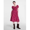Scenario Women's and Women's Plus Smocked Waist Peasant Midi Dress with Puff Sleeves, Sizes XS-4X