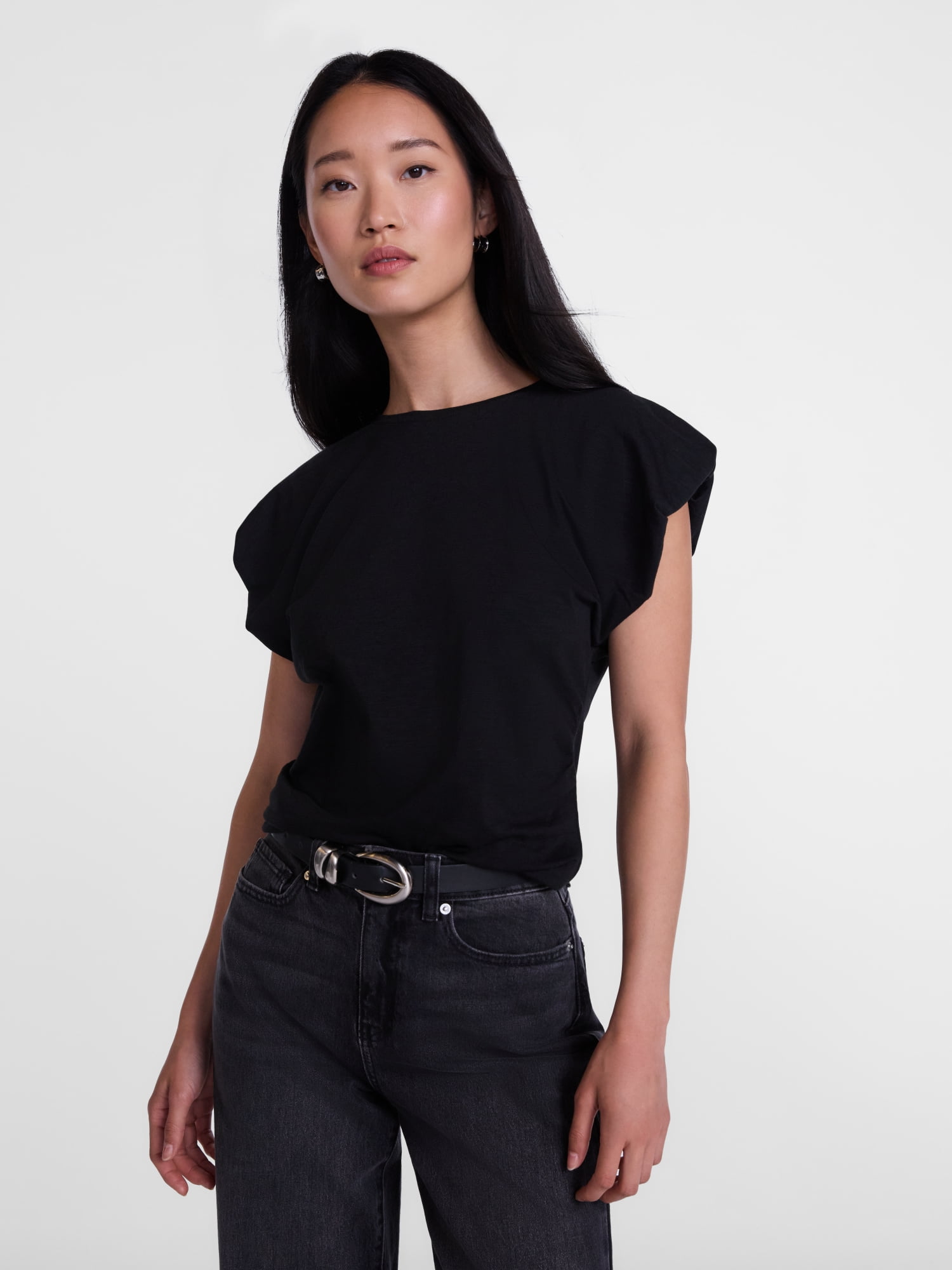 Scenario Women's and Women's Plus Tee with Short Bubble Cap Sleeves, Sizes XS-4X