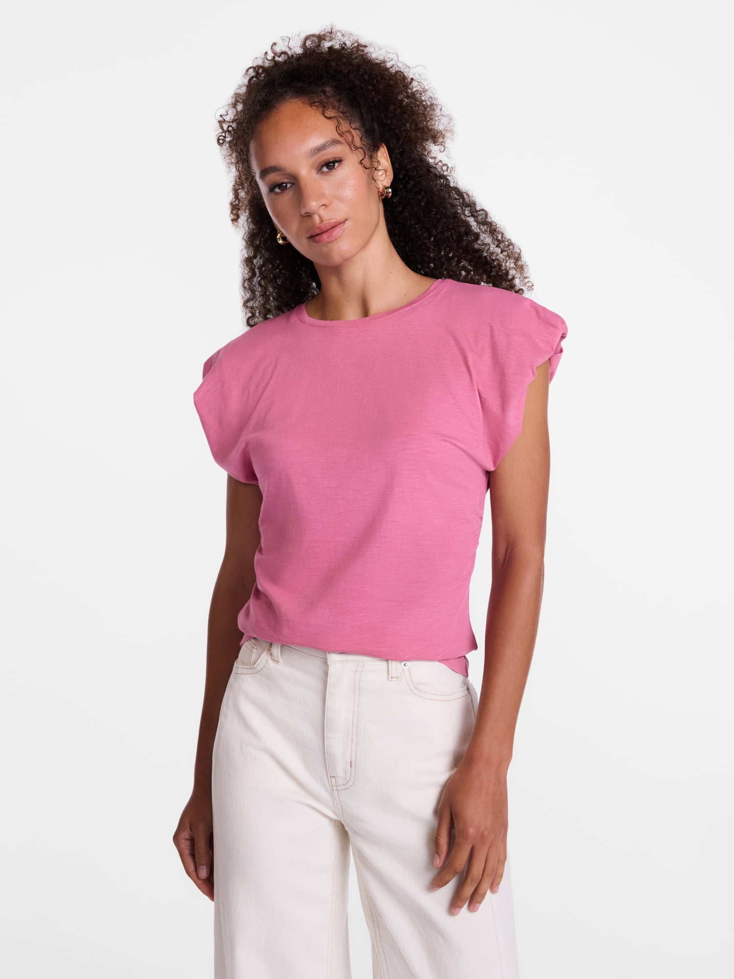 Scenario Women's and Women's Plus Tee with Short Bubble Cap Sleeves, Sizes XS-4X